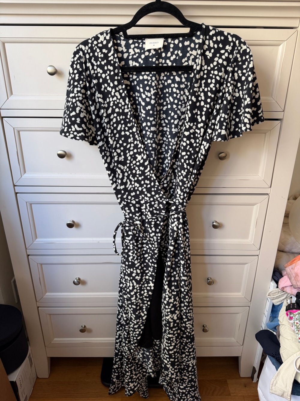 Everyone Black & White Wrap Dress